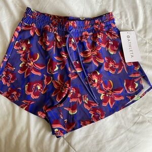 Athleta Women's Floral Red and Blue Athletic Shorts